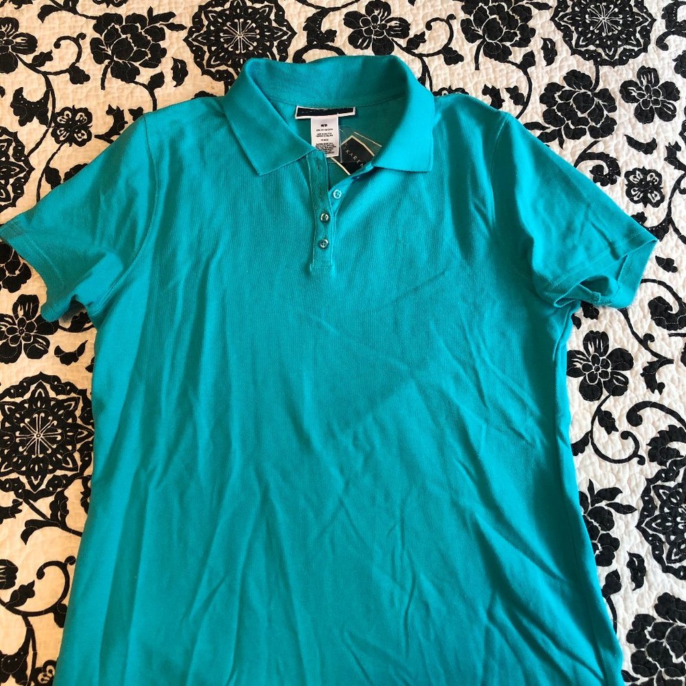 Karen Scott teal/robin's egg polo size M NWT